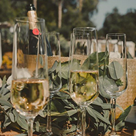 Champagne and flowers. 